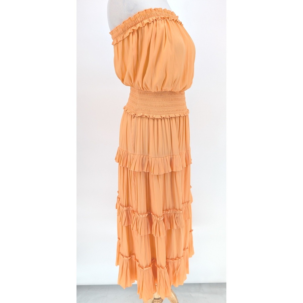 Ramy Brook Natalie Strapless Maxi Dress S Bellini Smocked Tiered Ruffle‎ Boho - Picture 6 of 15